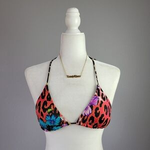 VICTORIA'S SECRET // leopard floral removable pads triangle bikini top